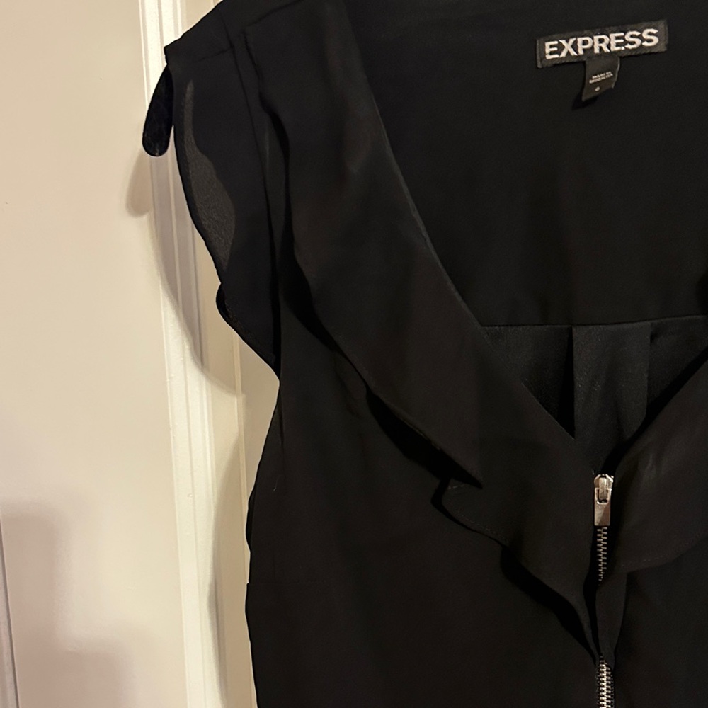 Express Black Ruffled Mini Dress - Picture 2 of 3